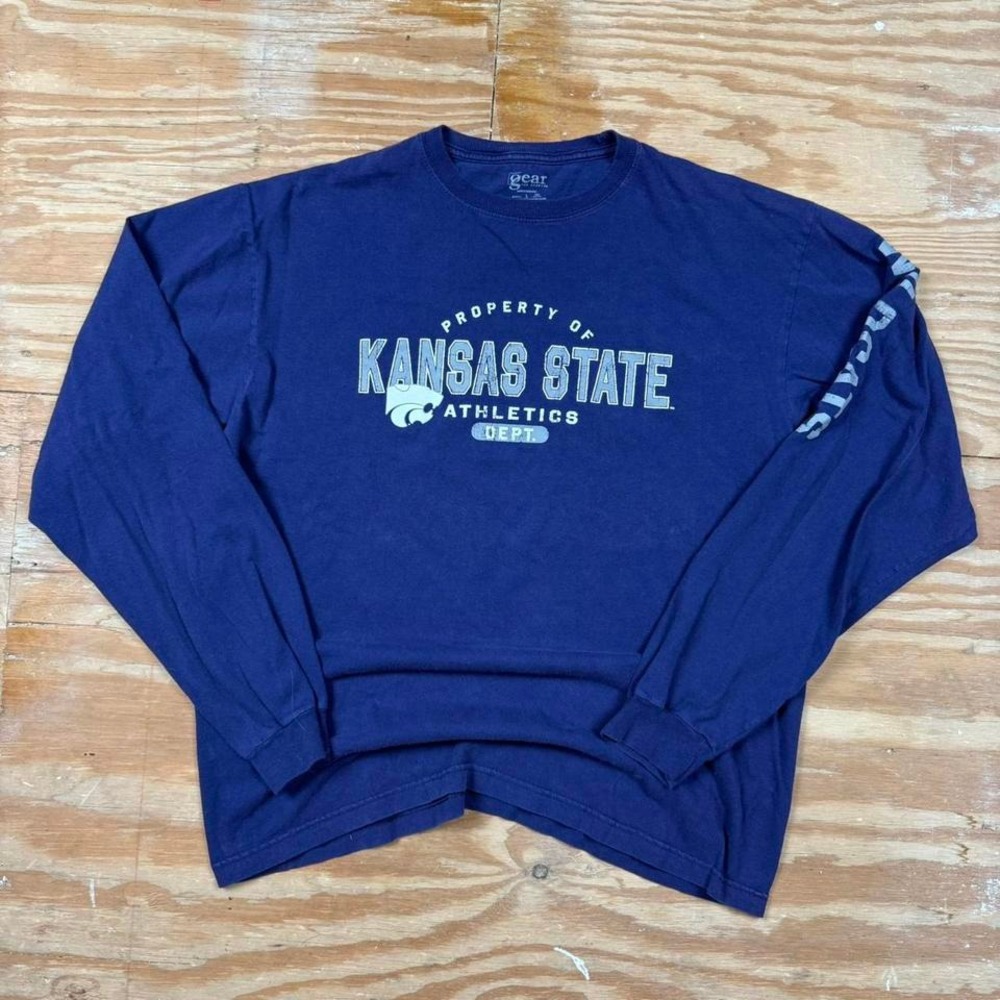 purple kstate athletics distressed long‎ sleeve shirt